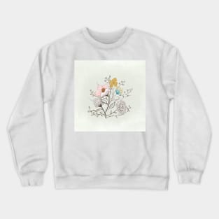 Delicate floral bouquet//hand drawn and painted flowers Crewneck Sweatshirt